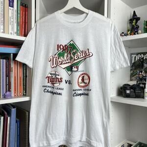 1987 Mlb World Series Single Stitch Minnesota Twins Cardinals Shirt
